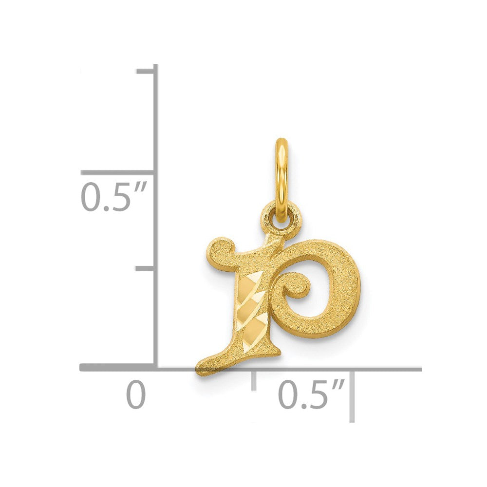 Alternate view of the 14k Yellow Gold, Isabelle Collection, Mini Letter P Initial Charm by The Black Bow Jewelry Co.
