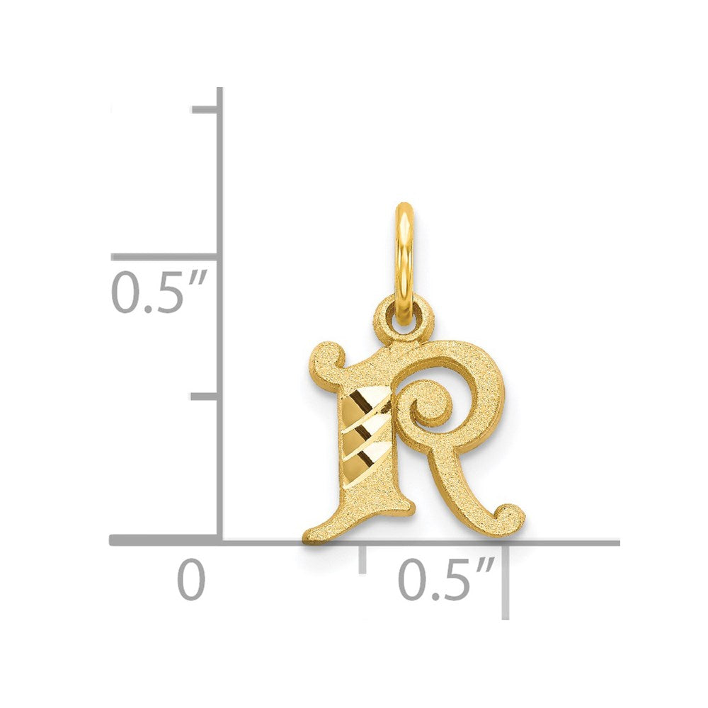 Alternate view of the 14k Yellow Gold, Isabelle Collection, Mini Letter R Initial Charm by The Black Bow Jewelry Co.