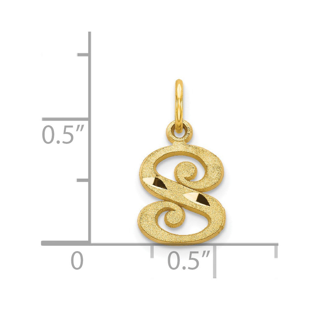 Alternate view of the 14k Yellow Gold, Isabelle Collection, Mini Letter S Initial Charm by The Black Bow Jewelry Co.