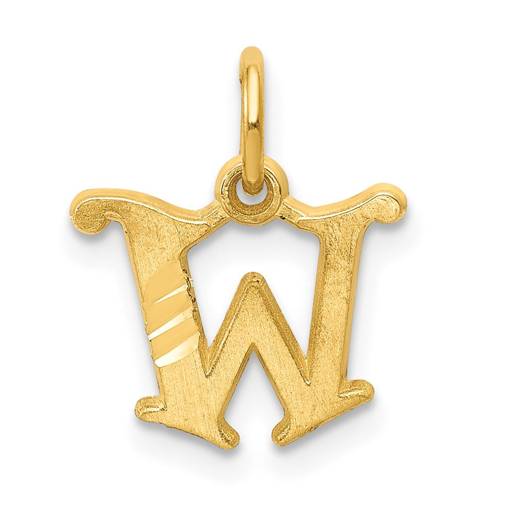 14k Yellow Gold, Isabelle Collection, Mini Letter W Initial Charm, Item P10428-W by The Black Bow Jewelry Co.