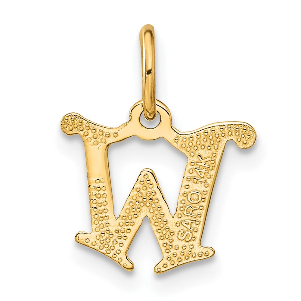Alternate view of the 14k Yellow Gold, Isabelle Collection, Mini Letter W Initial Charm by The Black Bow Jewelry Co.
