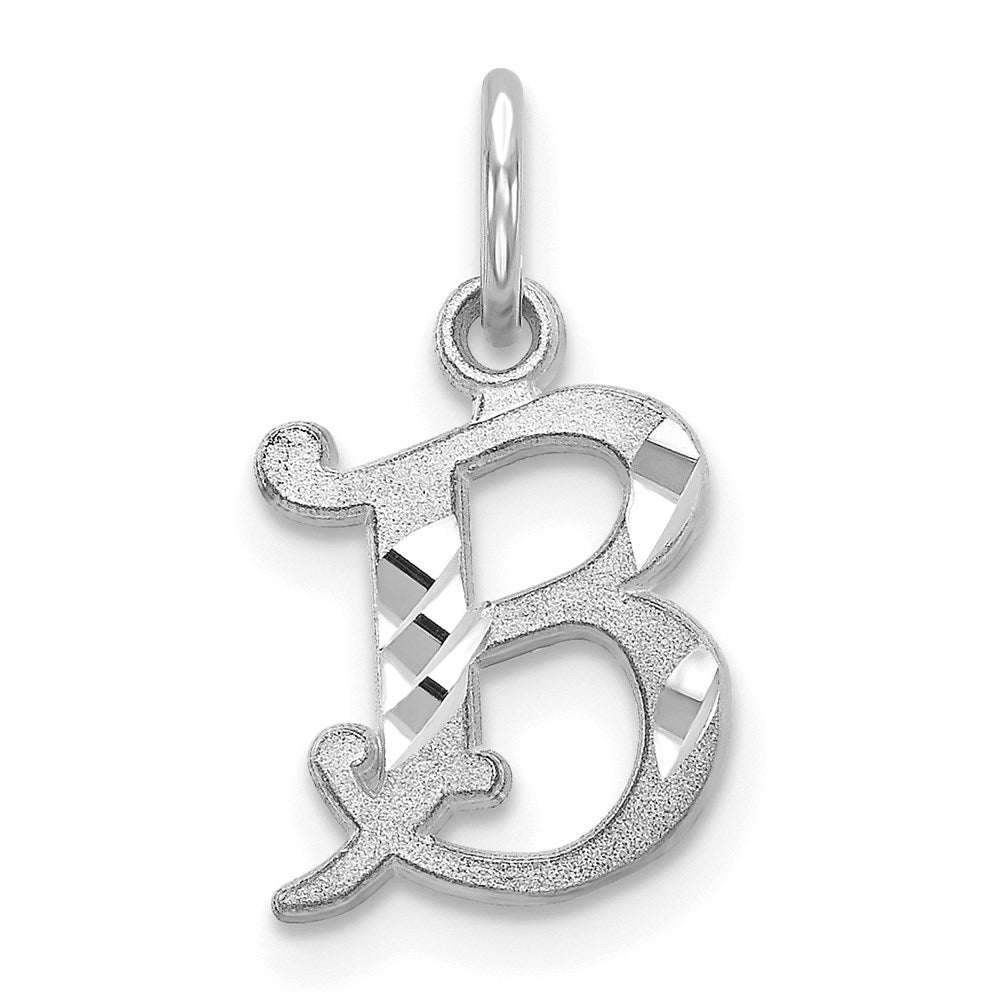 14k White Gold, Isabelle Collection, Mini Letter B Initial Charm, Item P10429-B by The Black Bow Jewelry Co.
