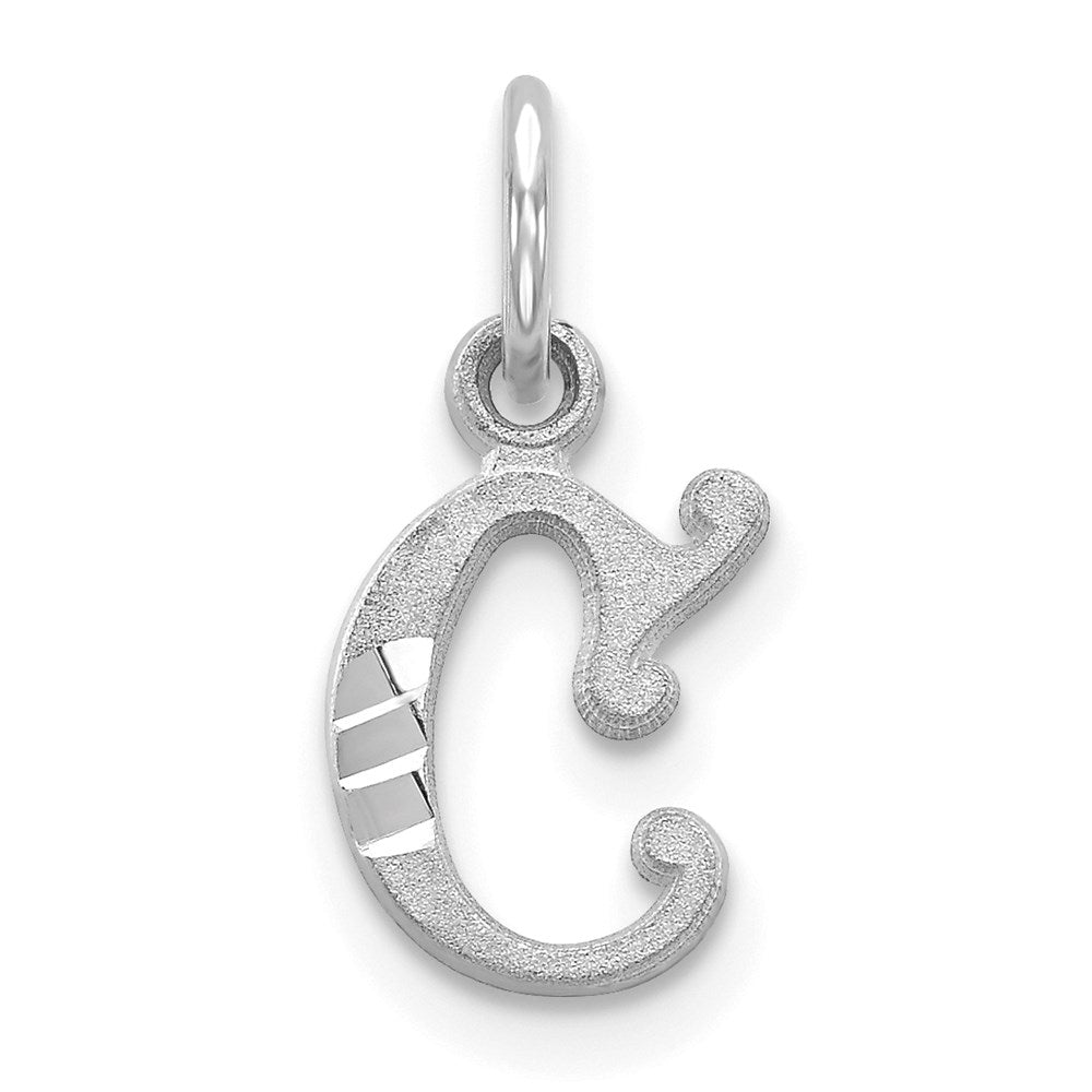 14k White Gold, Isabelle Collection, Mini Letter C Initial Charm, Item P10429-C by The Black Bow Jewelry Co.