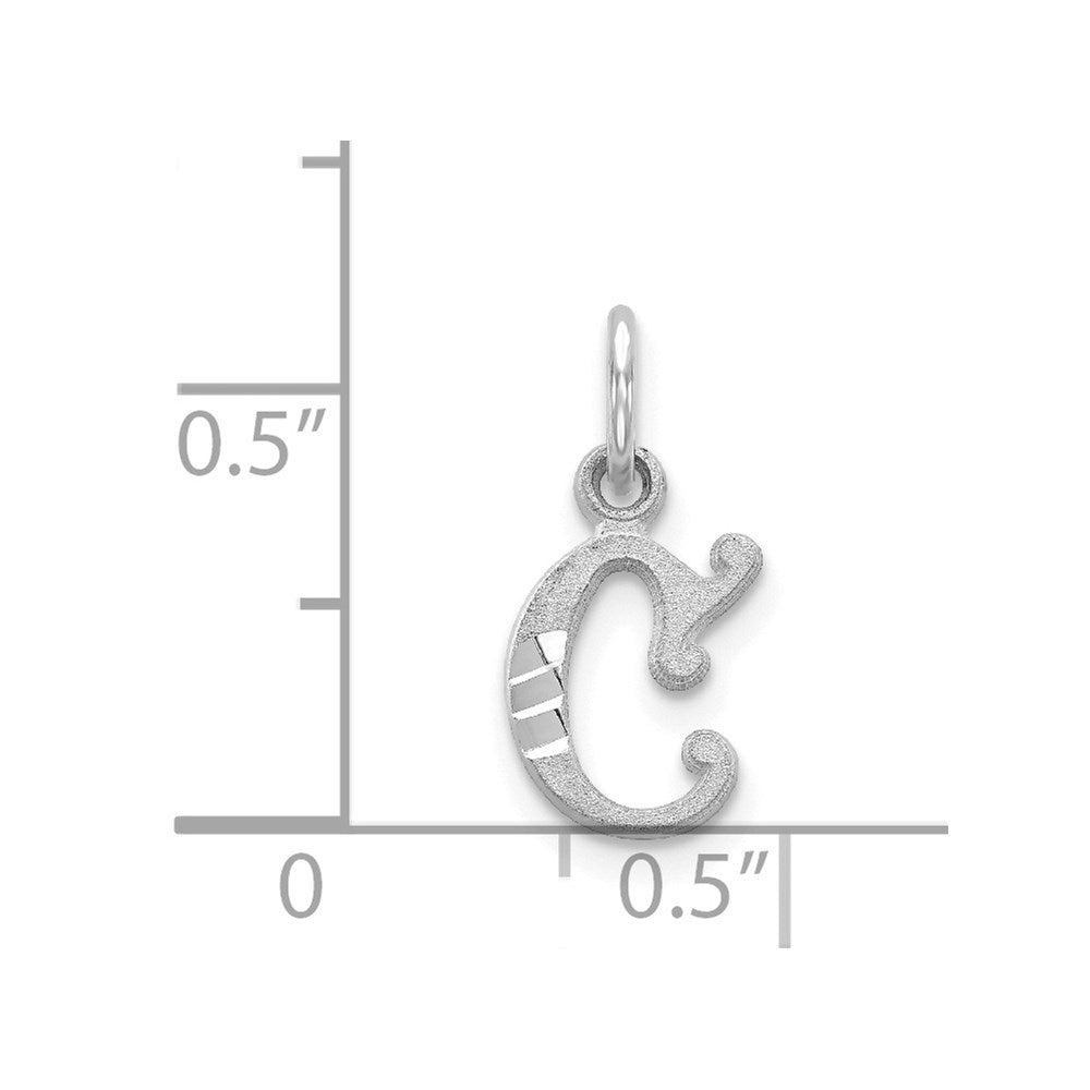 Alternate view of the 14k White Gold, Isabelle Collection, Mini Letter C Initial Charm by The Black Bow Jewelry Co.