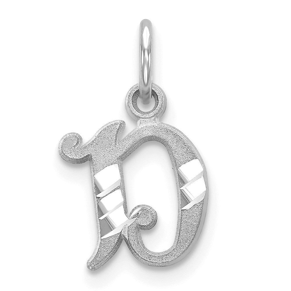 14k White Gold, Isabelle Collection, Mini Letter D Initial Charm, Item P10429-D by The Black Bow Jewelry Co.