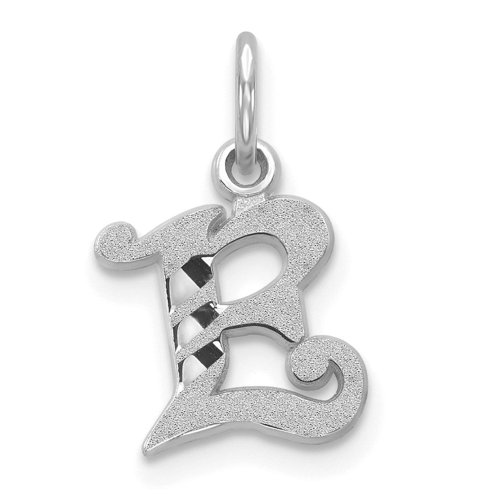 14k White Gold, Isabelle Collection, Mini Letter E Initial Charm, Item P10429-E by The Black Bow Jewelry Co.