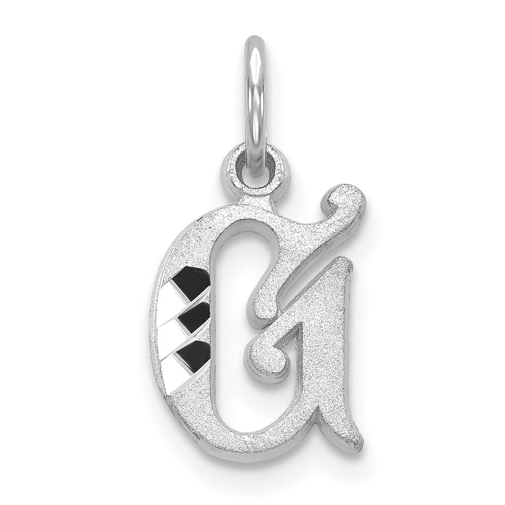 14k White Gold, Isabelle Collection, Mini Letter G Initial Charm, Item P10429-G by The Black Bow Jewelry Co.