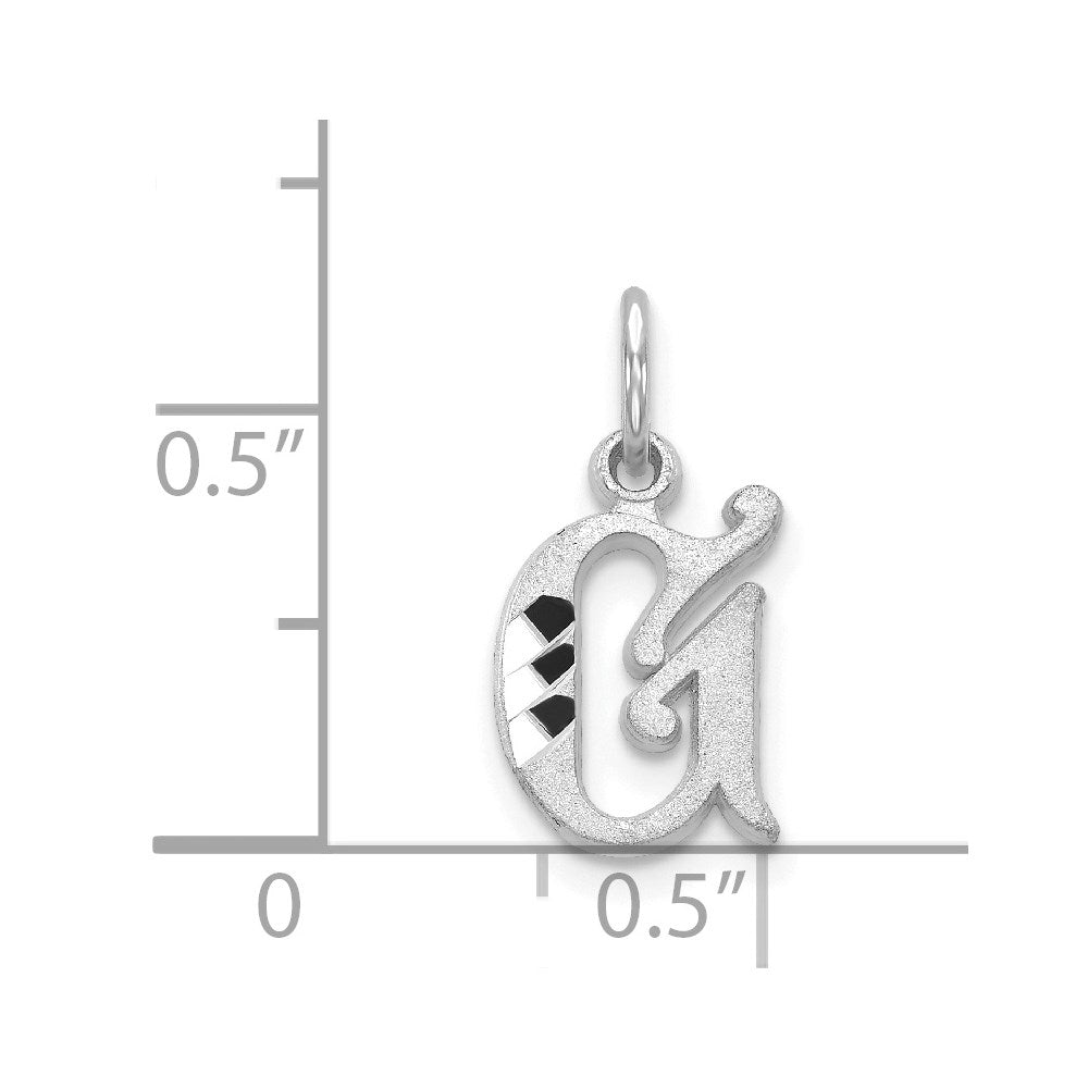 Alternate view of the 14k White Gold, Isabelle Collection, Mini Letter G Initial Charm by The Black Bow Jewelry Co.
