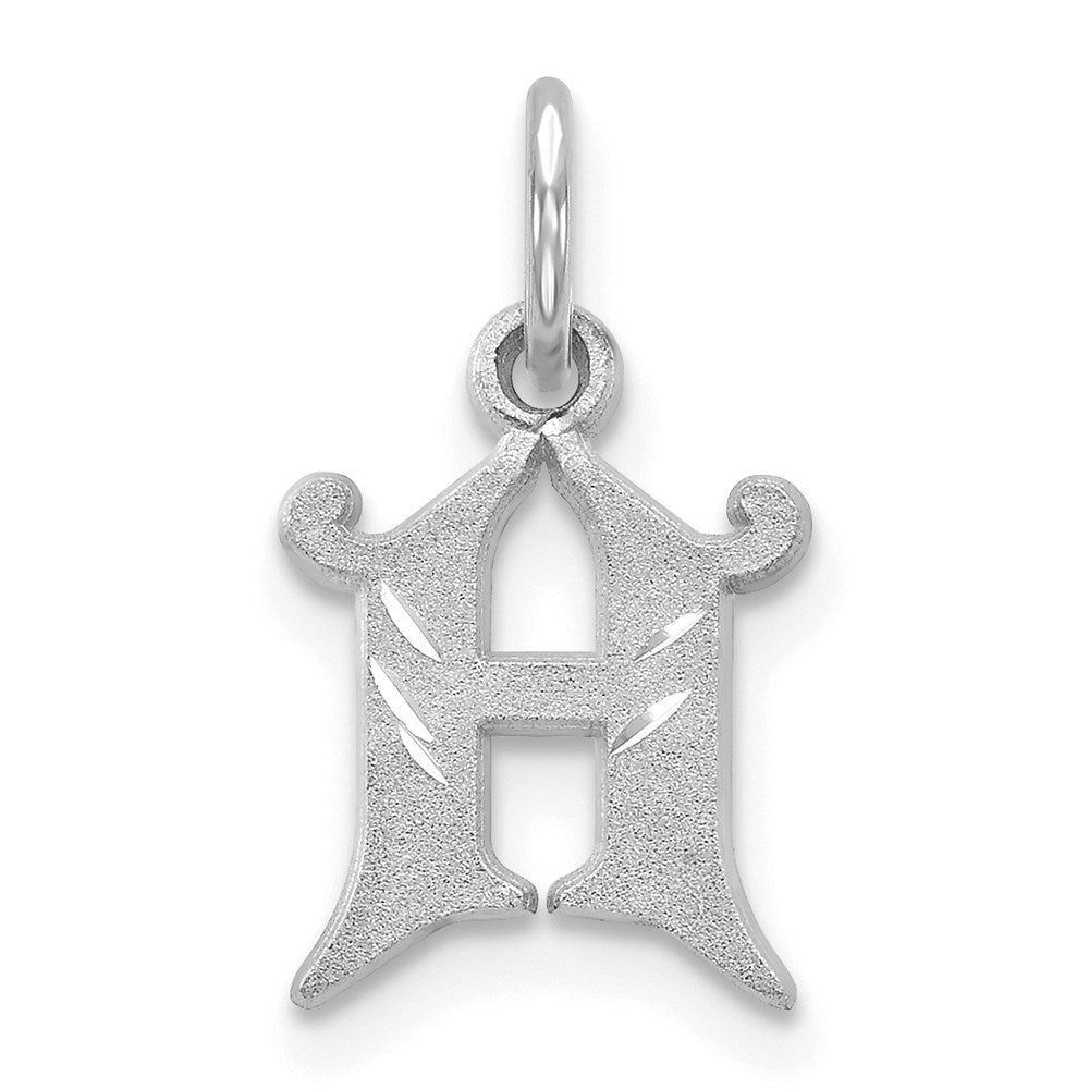 14k White Gold, Isabelle Collection, Mini Letter H Initial Charm, Item P10429-H by The Black Bow Jewelry Co.