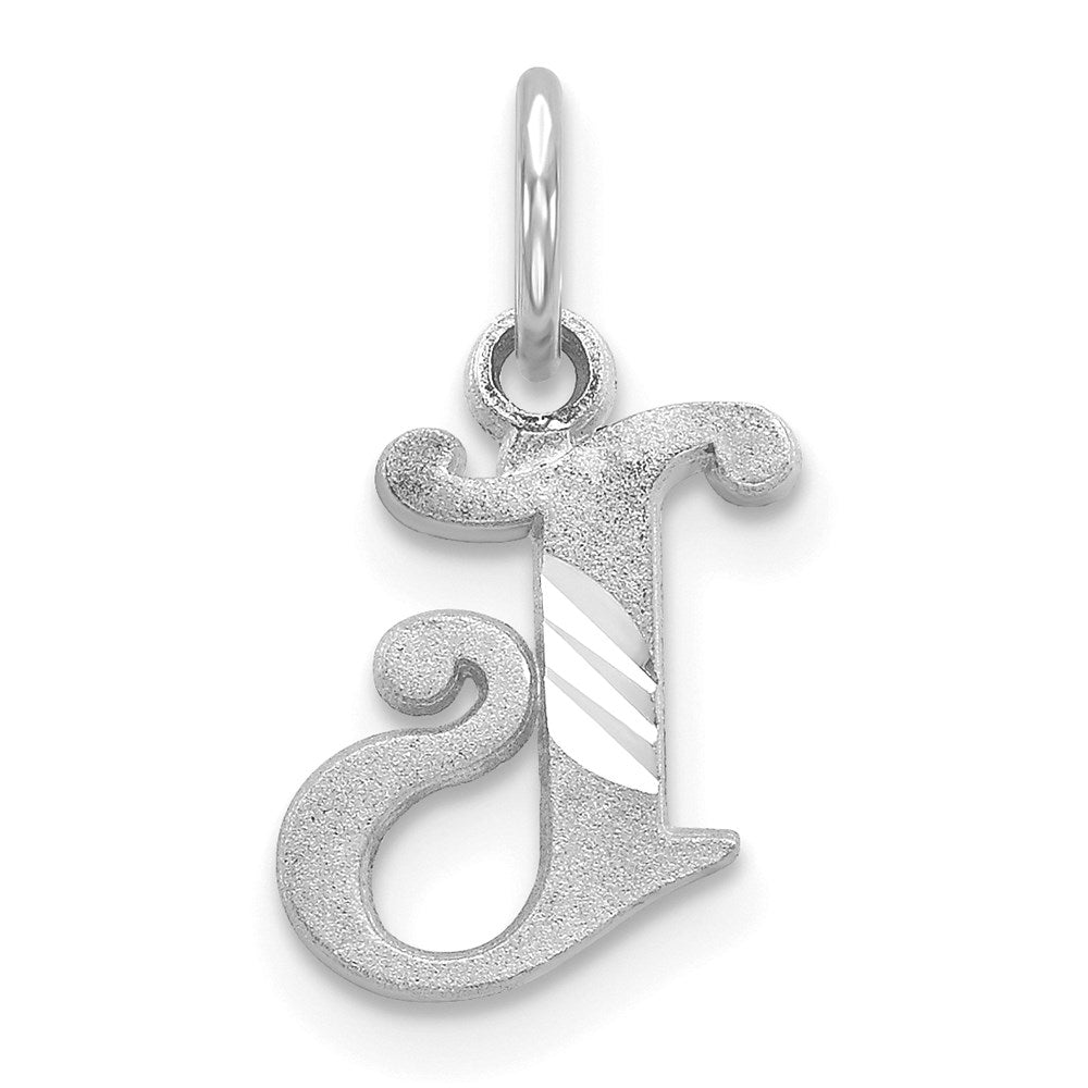 14k White Gold, Isabelle Collection, Mini Letter J Initial Charm, Item P10429-J by The Black Bow Jewelry Co.