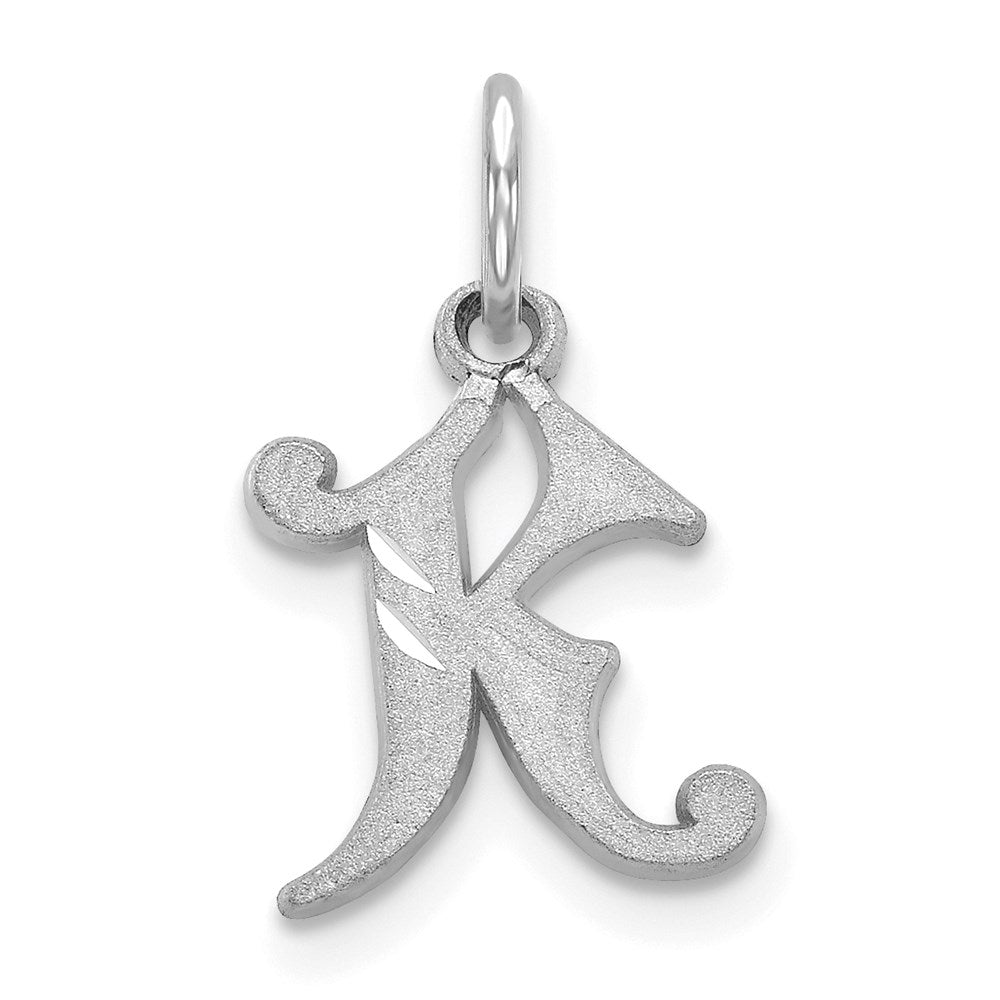 14k White Gold, Isabelle Collection, Mini Letter K Initial Charm, Item P10429-K by The Black Bow Jewelry Co.