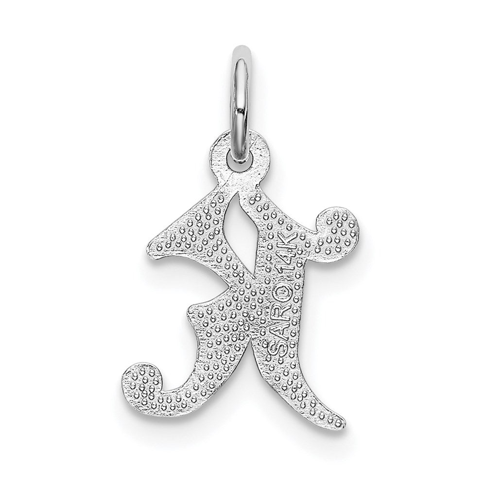 Alternate view of the 14k White Gold, Isabelle Collection, Mini Letter K Initial Charm by The Black Bow Jewelry Co.
