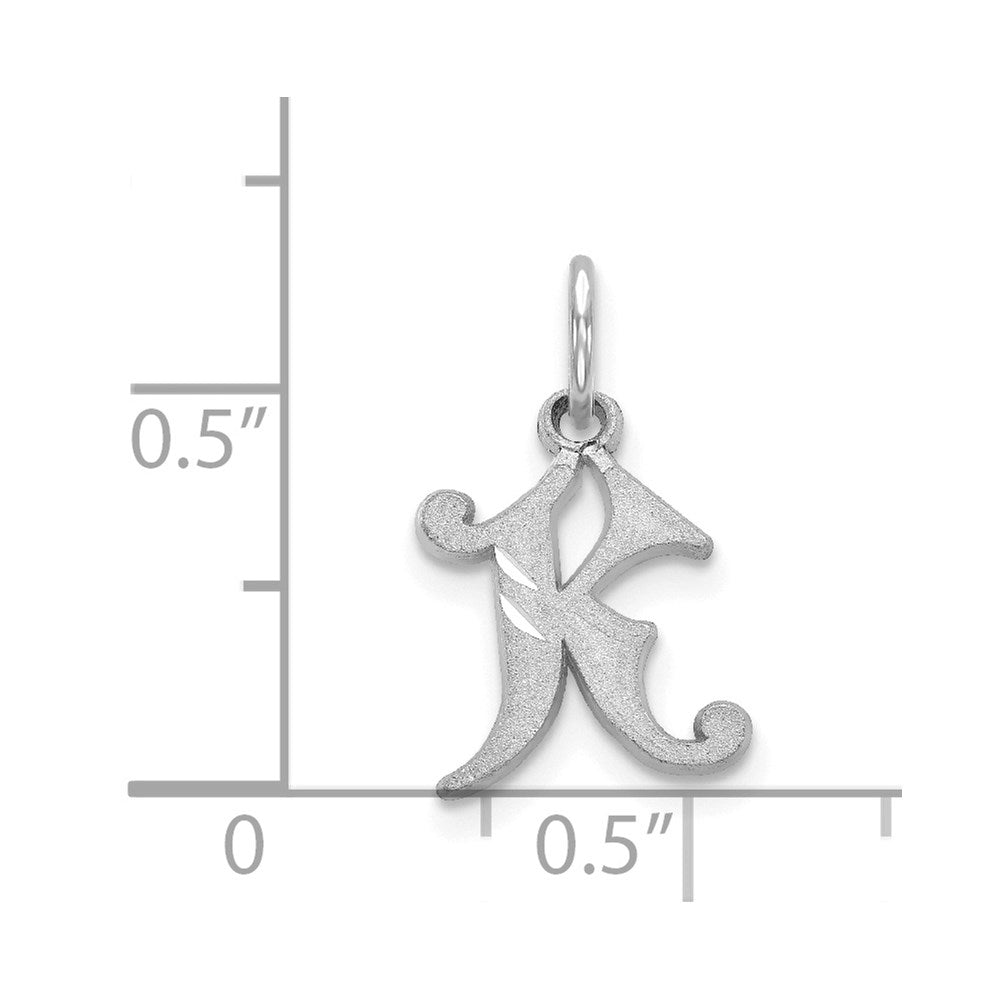 Alternate view of the 14k White Gold, Isabelle Collection, Mini Letter K Initial Charm by The Black Bow Jewelry Co.