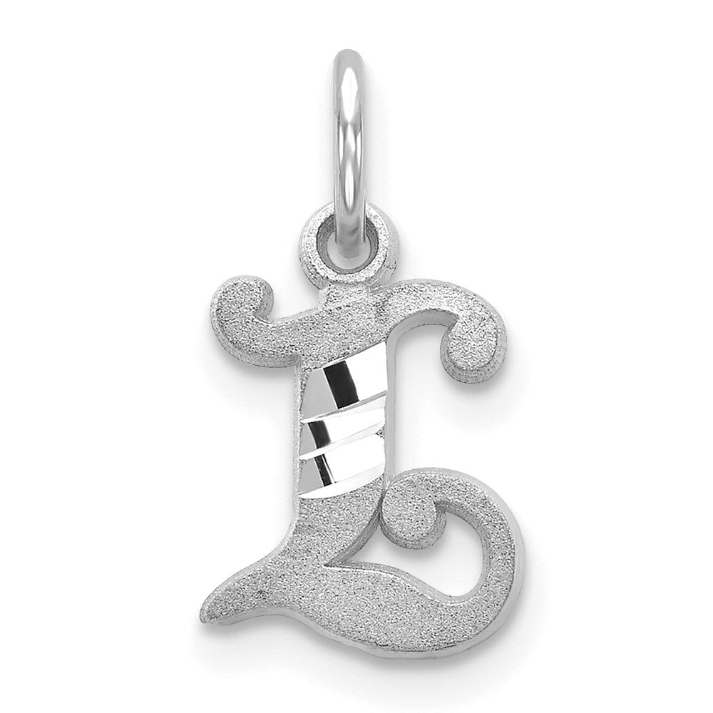 14k White Gold, Isabelle Collection, Mini Letter L Initial Charm, Item P10429-L by The Black Bow Jewelry Co.