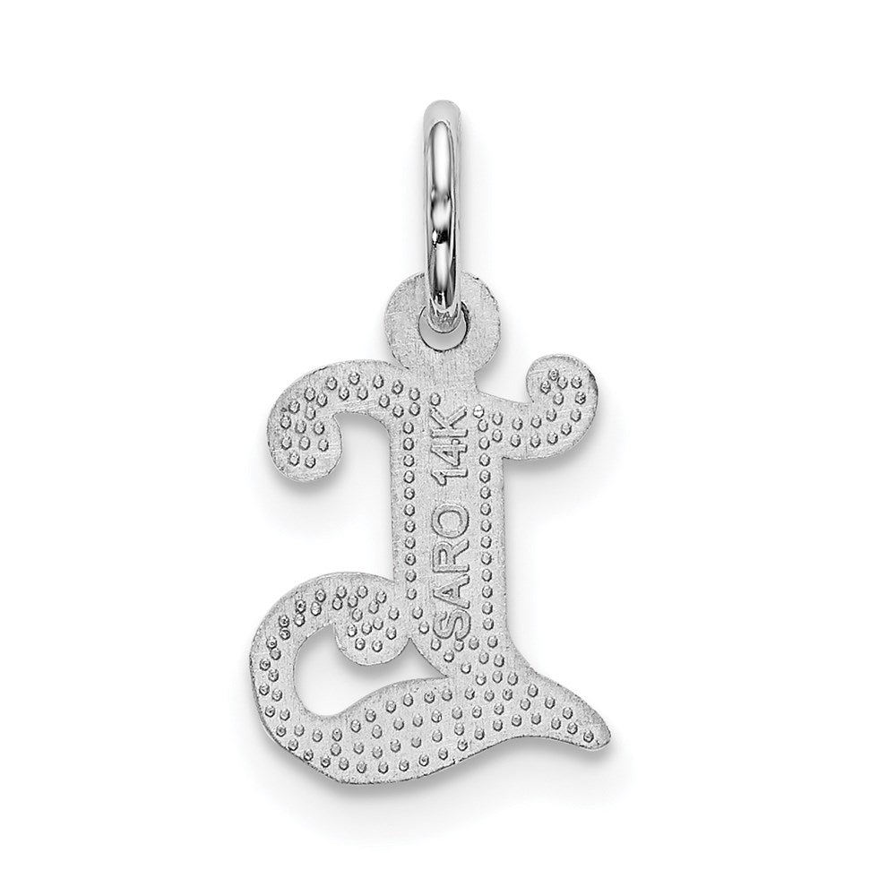 Alternate view of the 14k White Gold, Isabelle Collection, Mini Letter L Initial Charm by The Black Bow Jewelry Co.