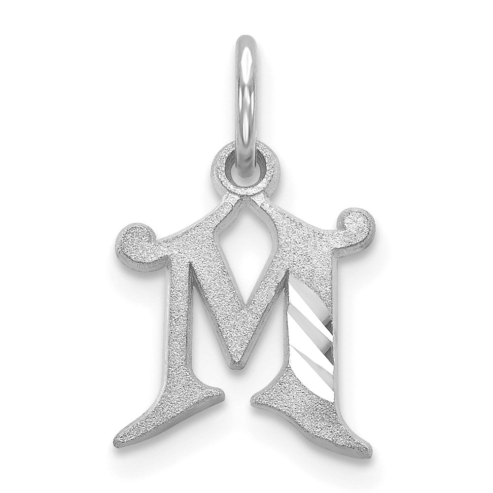 14k White Gold, Isabelle Collection, Mini Letter M Initial Charm, Item P10429-M by The Black Bow Jewelry Co.