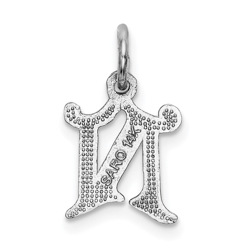 Alternate view of the 14k White Gold, Isabelle Collection, Mini Letter N Initial Charm by The Black Bow Jewelry Co.