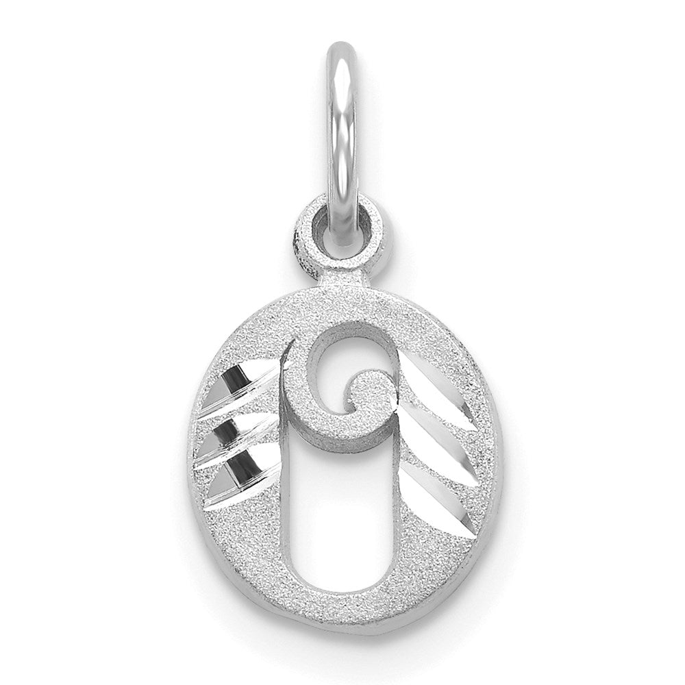 14k White Gold, Isabelle Collection, Mini Letter O Initial Charm, Item P10429-O by The Black Bow Jewelry Co.