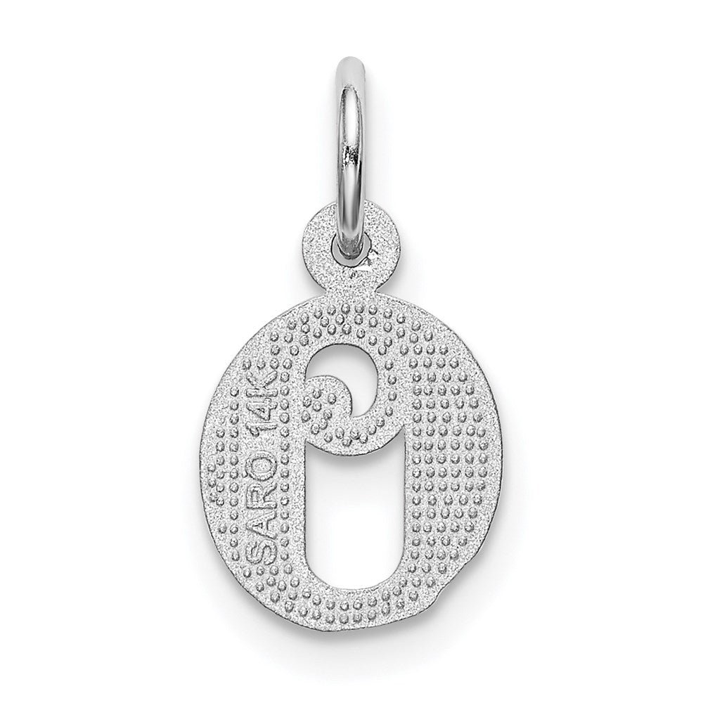 Alternate view of the 14k White Gold, Isabelle Collection, Mini Letter O Initial Charm by The Black Bow Jewelry Co.
