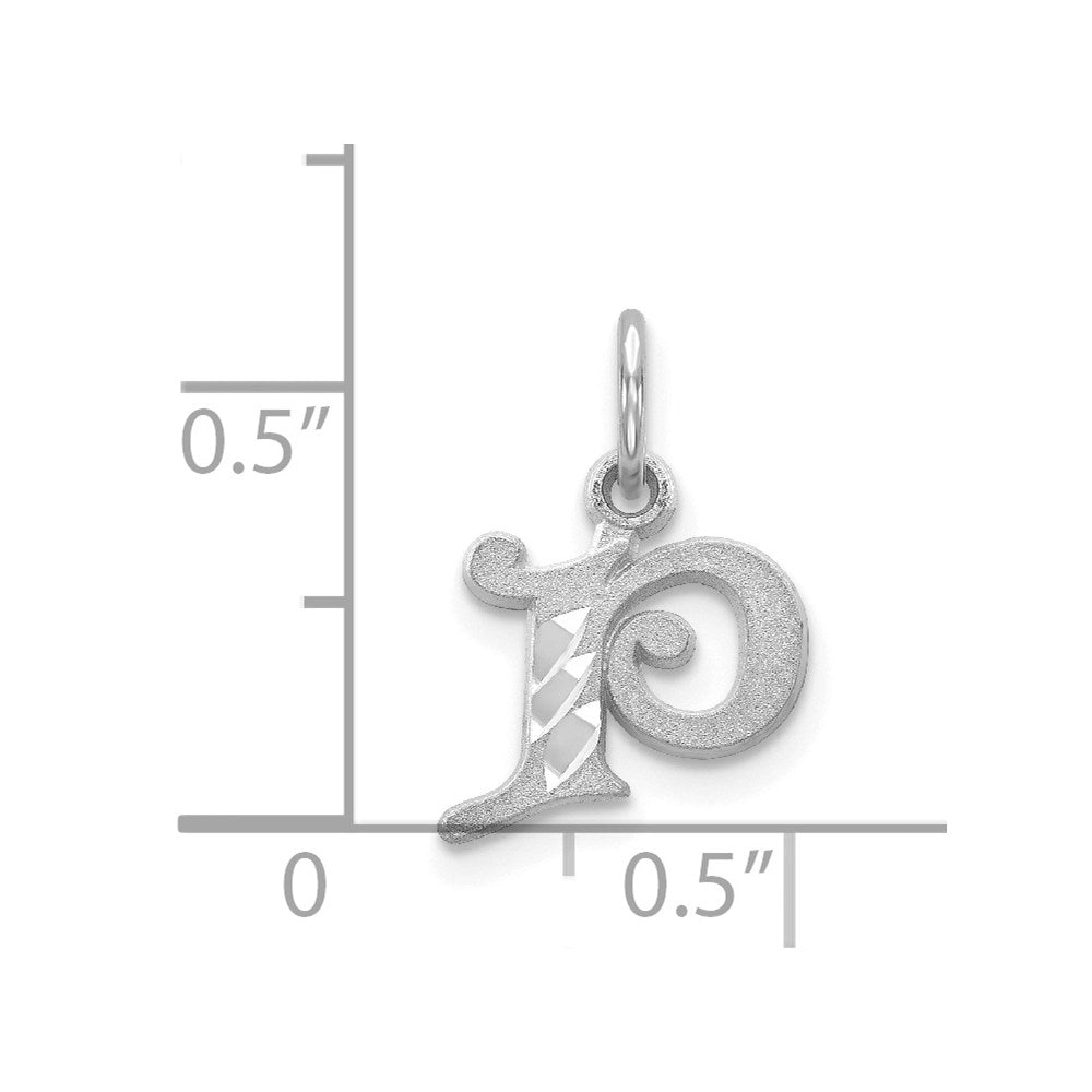 Alternate view of the 14k White Gold, Isabelle Collection, Mini Letter P Initial Charm by The Black Bow Jewelry Co.