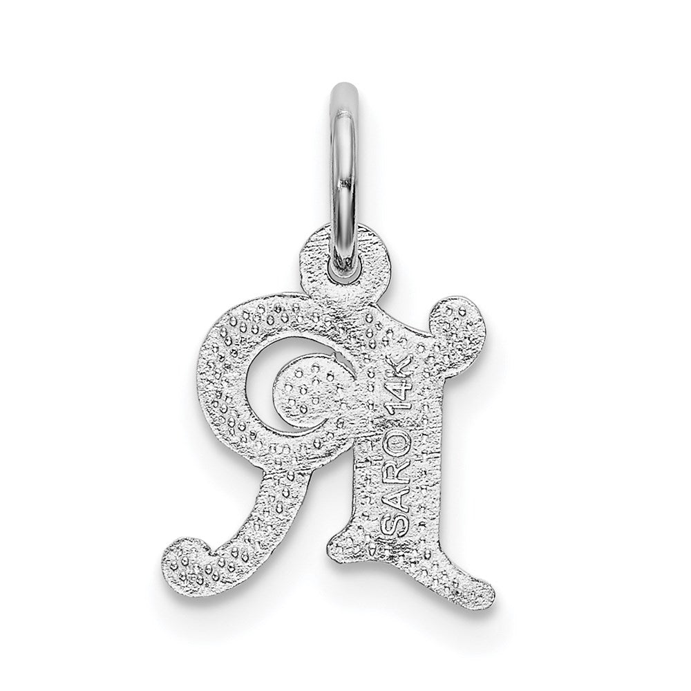 Alternate view of the 14k White Gold, Isabelle Collection, Mini Letter R Initial Charm by The Black Bow Jewelry Co.