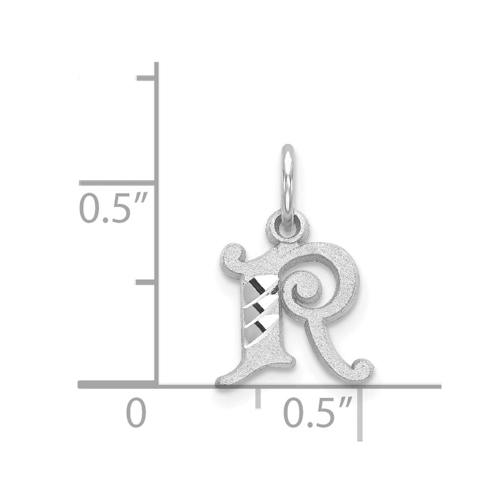 Alternate view of the 14k White Gold, Isabelle Collection, Mini Letter R Initial Charm by The Black Bow Jewelry Co.