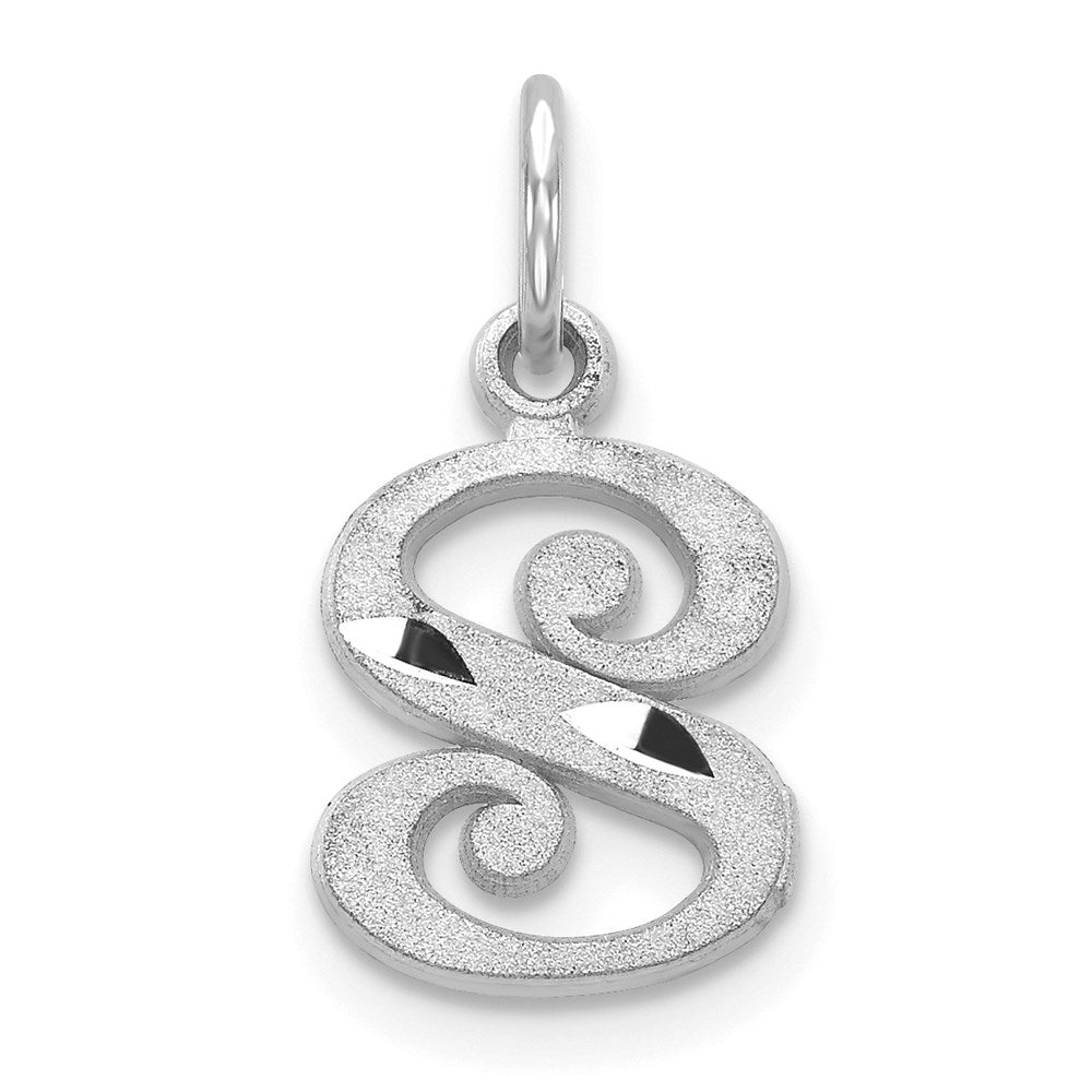 14k White Gold, Isabelle Collection, Mini Letter S Initial Charm, Item P10429-S by The Black Bow Jewelry Co.