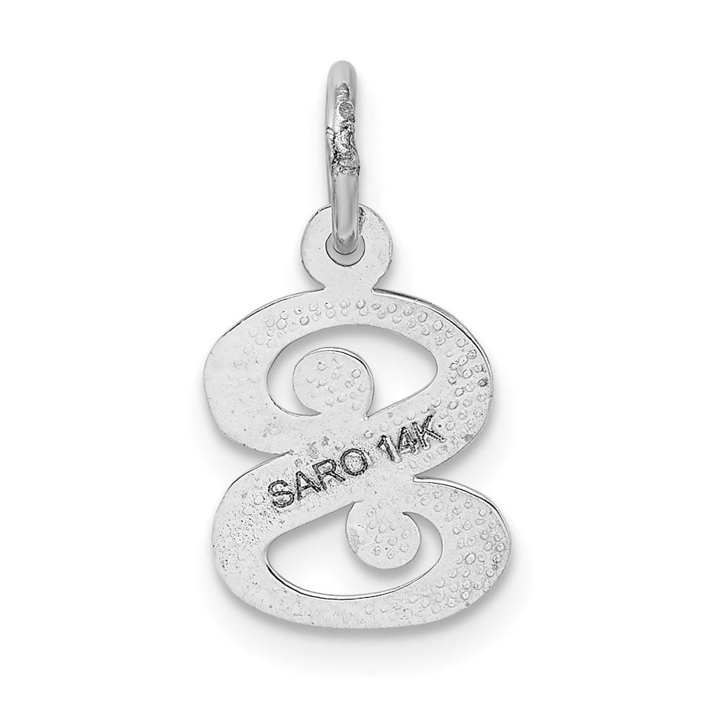 Alternate view of the 14k White Gold, Isabelle Collection, Mini Letter S Initial Charm by The Black Bow Jewelry Co.