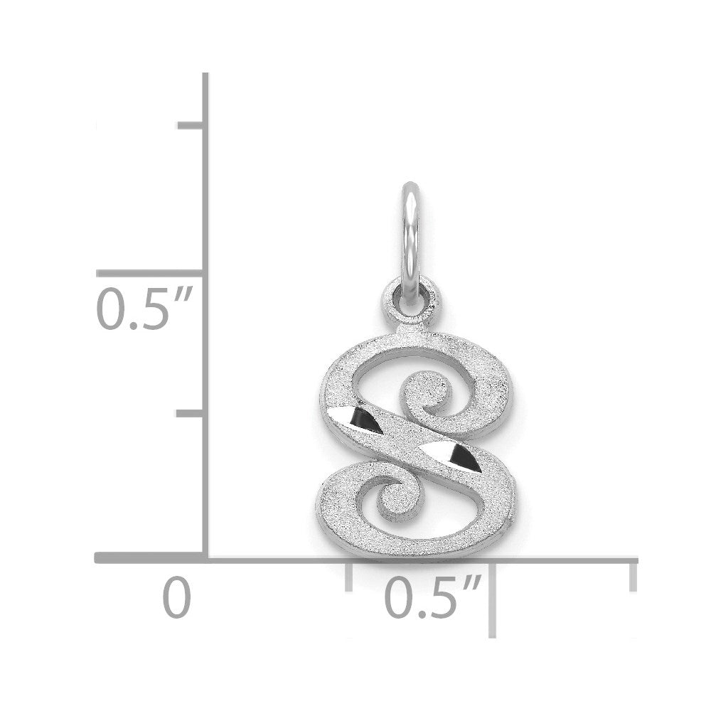 Alternate view of the 14k White Gold, Isabelle Collection, Mini Letter S Initial Charm by The Black Bow Jewelry Co.