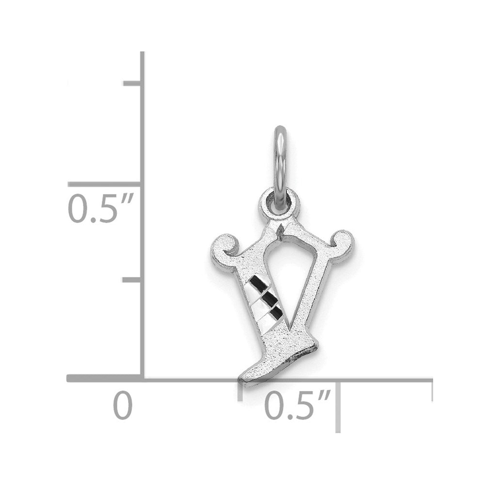 Alternate view of the 14k White Gold, Isabelle Collection, Mini Letter V Initial Charm by The Black Bow Jewelry Co.