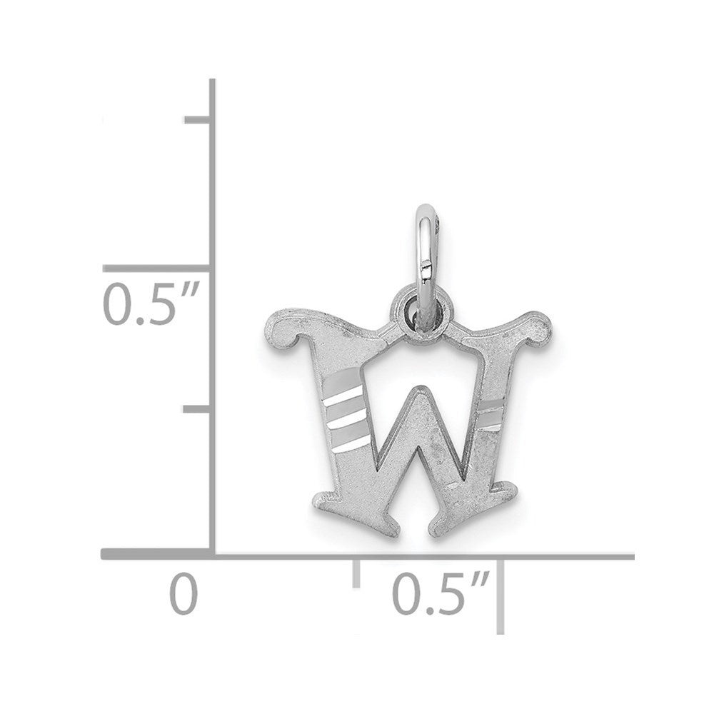 Alternate view of the 14k White Gold, Isabelle Collection, Mini Letter W Initial Charm by The Black Bow Jewelry Co.