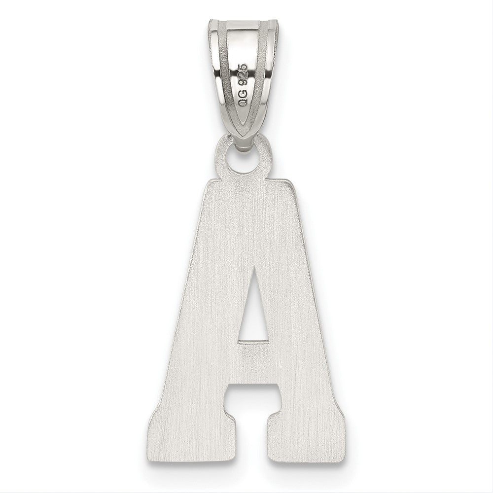 Alternate view of the Sterling Silver, Sami Collection, Textured Block Initial A Pendant by The Black Bow Jewelry Co.