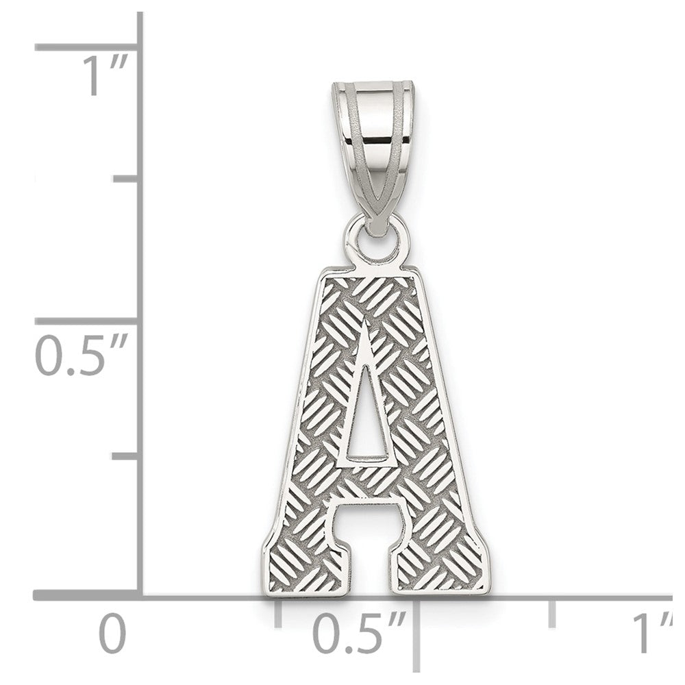 Alternate view of the Sterling Silver, Sami Collection, Textured Block Initial A Pendant by The Black Bow Jewelry Co.