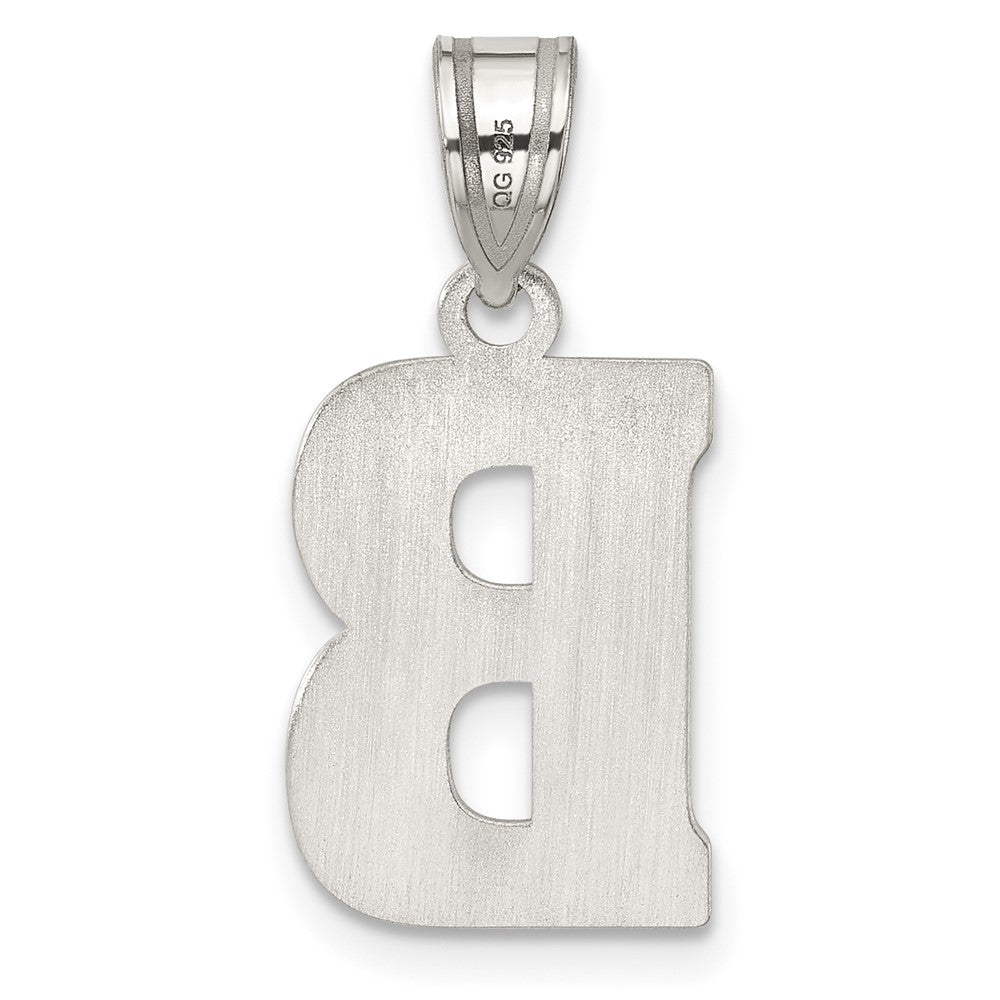 Alternate view of the Sterling Silver, Sami Collection, Textured Block Initial B Pendant by The Black Bow Jewelry Co.