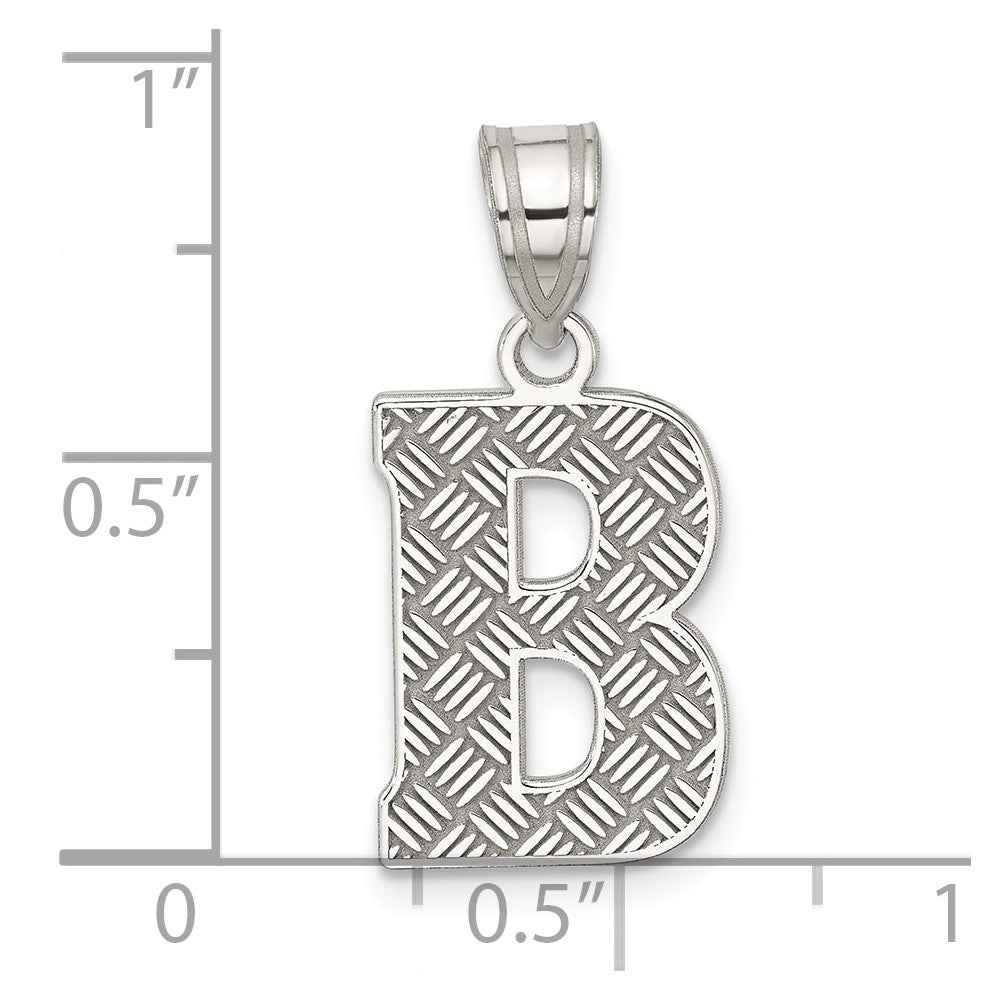 Alternate view of the Sterling Silver, Sami Collection, Textured Block Initial B Pendant by The Black Bow Jewelry Co.