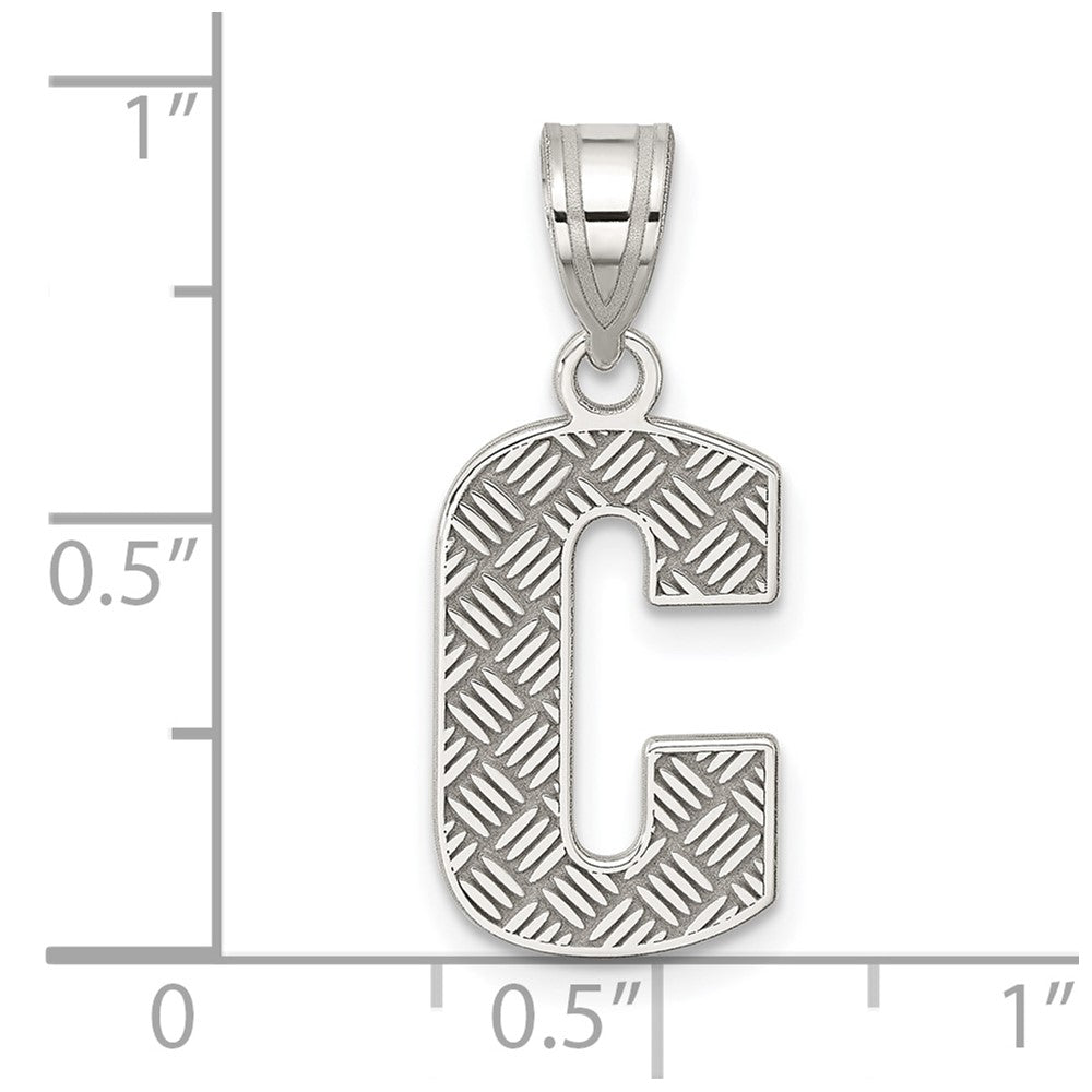 Alternate view of the Sterling Silver, Sami Collection, Textured Block Initial C Pendant by The Black Bow Jewelry Co.