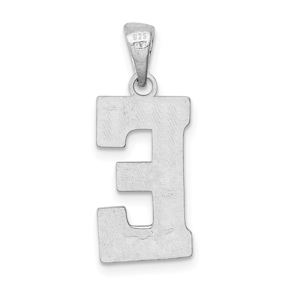 Alternate view of the Sterling Silver, Sami Collection, Textured Block Initial E Pendant by The Black Bow Jewelry Co.