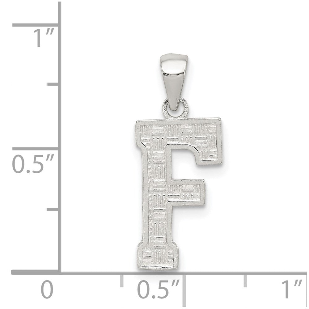 Alternate view of the Sterling Silver, Sami Collection, Textured Block Initial F Pendant by The Black Bow Jewelry Co.