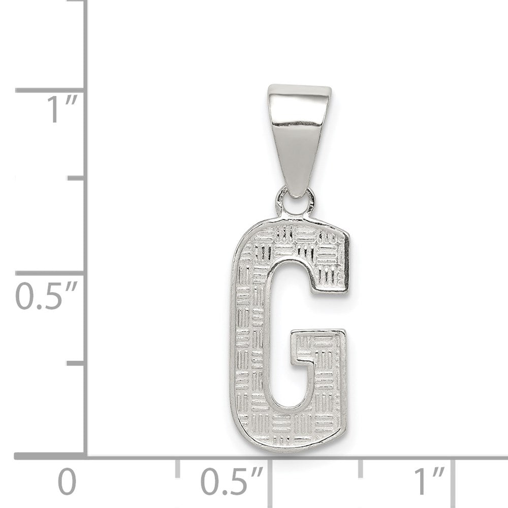 Alternate view of the Sterling Silver, Sami Collection, Textured Block Initial G Pendant by The Black Bow Jewelry Co.