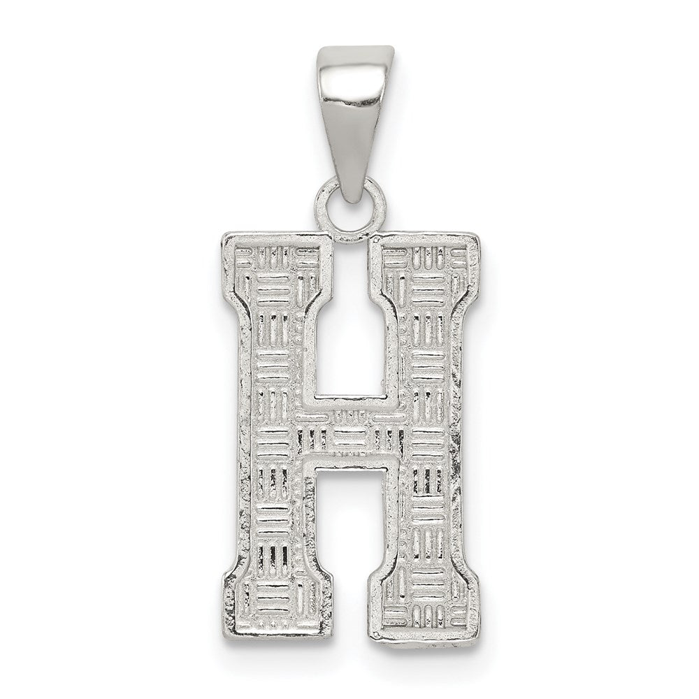 Sterling Silver, Sami Collection, Textured Block Initial H Pendant, Item P10431-H by The Black Bow Jewelry Co.