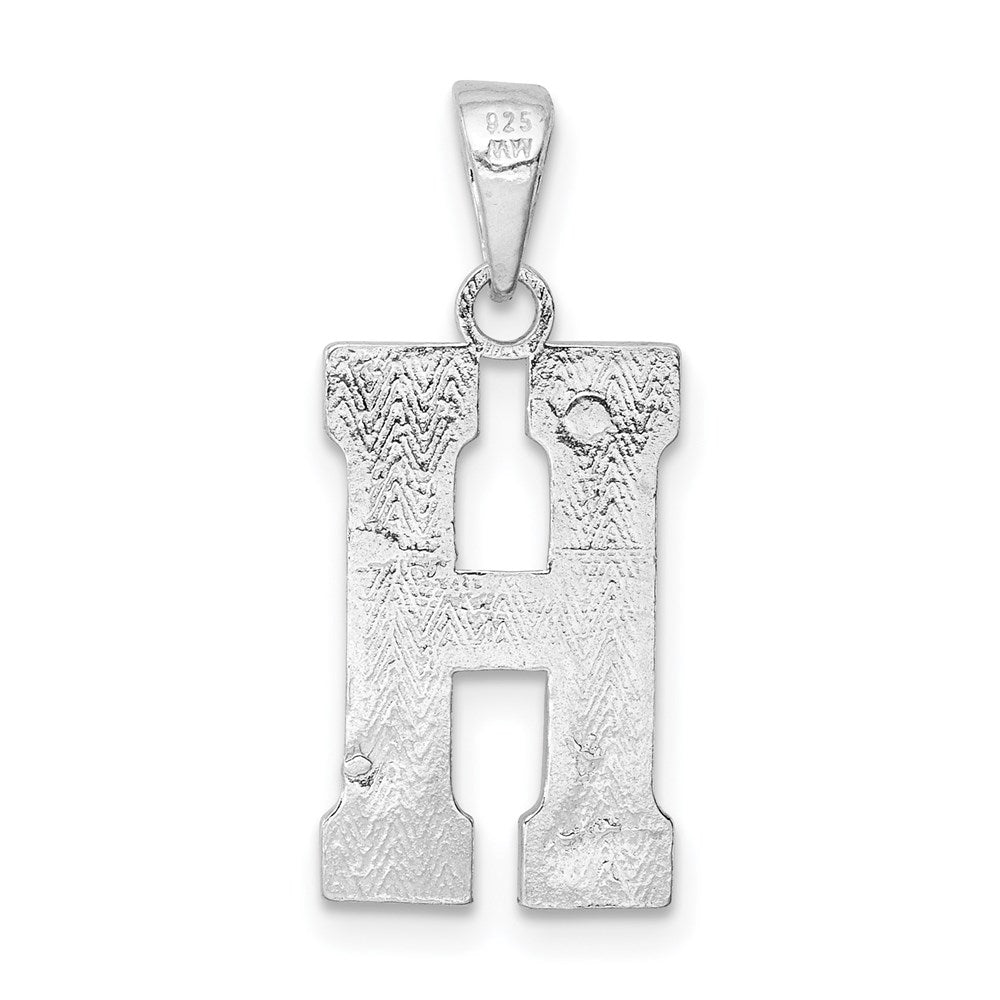 Alternate view of the Sterling Silver, Sami Collection, Textured Block Initial H Pendant by The Black Bow Jewelry Co.