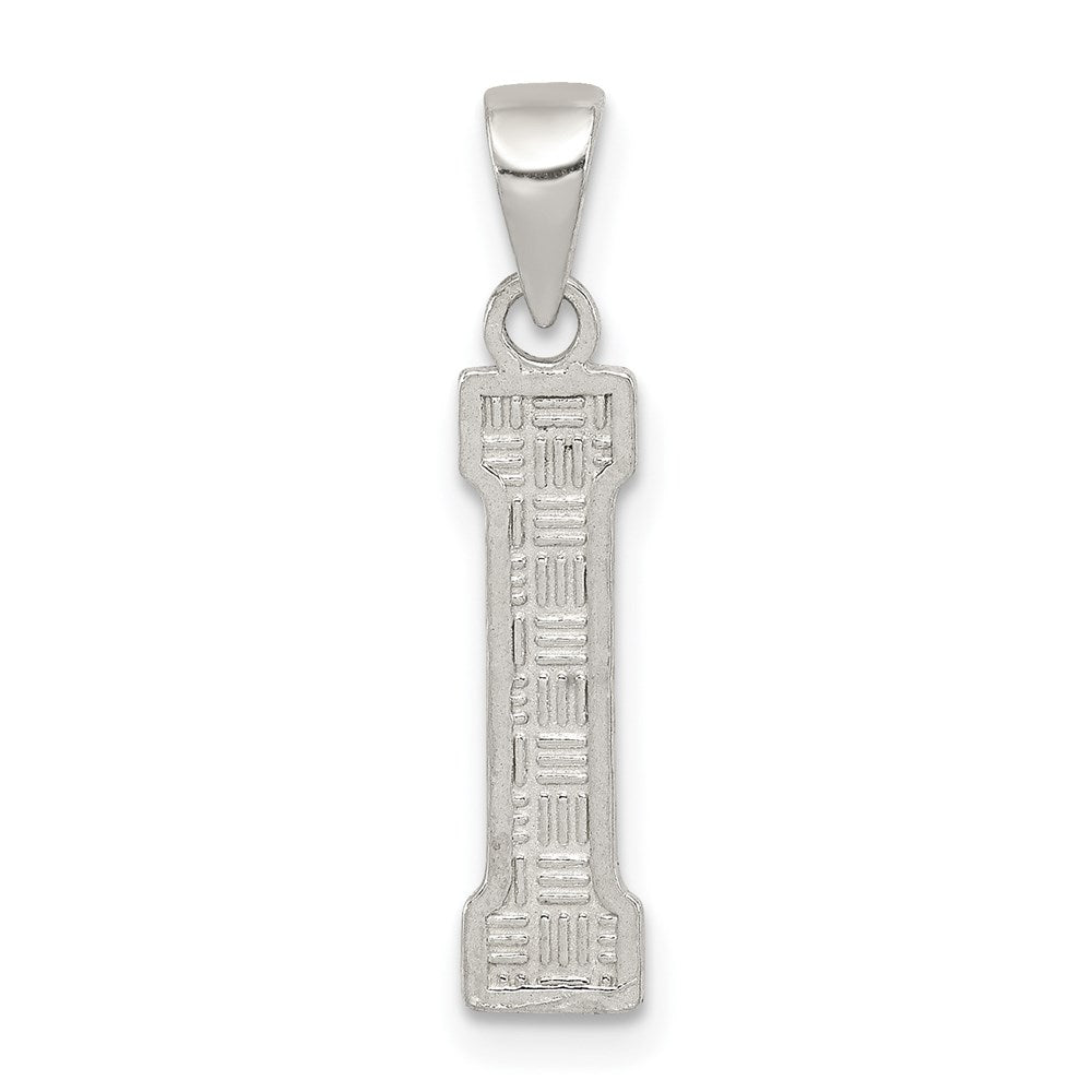 Sterling Silver, Sami Collection, Textured Block Initial I Pendant, Item P10431-I by The Black Bow Jewelry Co.