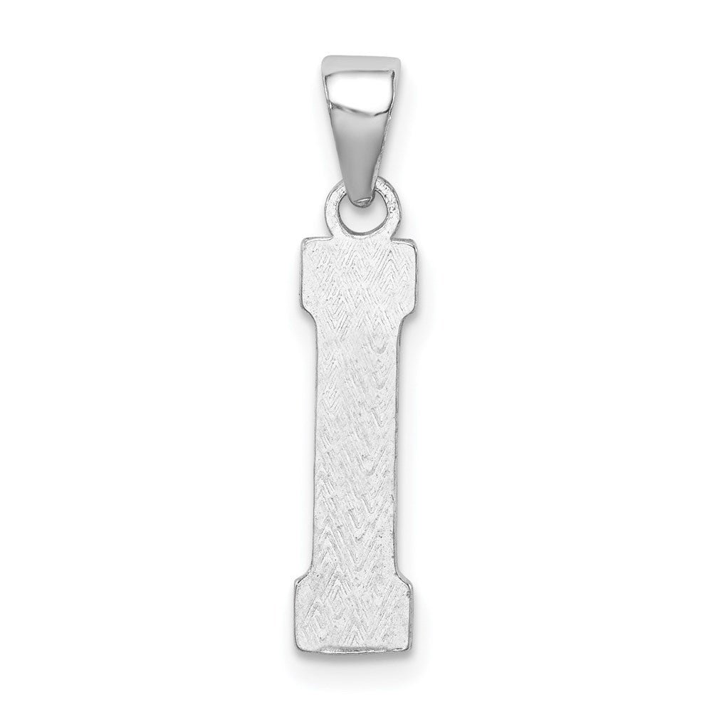 Alternate view of the Sterling Silver, Sami Collection, Textured Block Initial I Pendant by The Black Bow Jewelry Co.