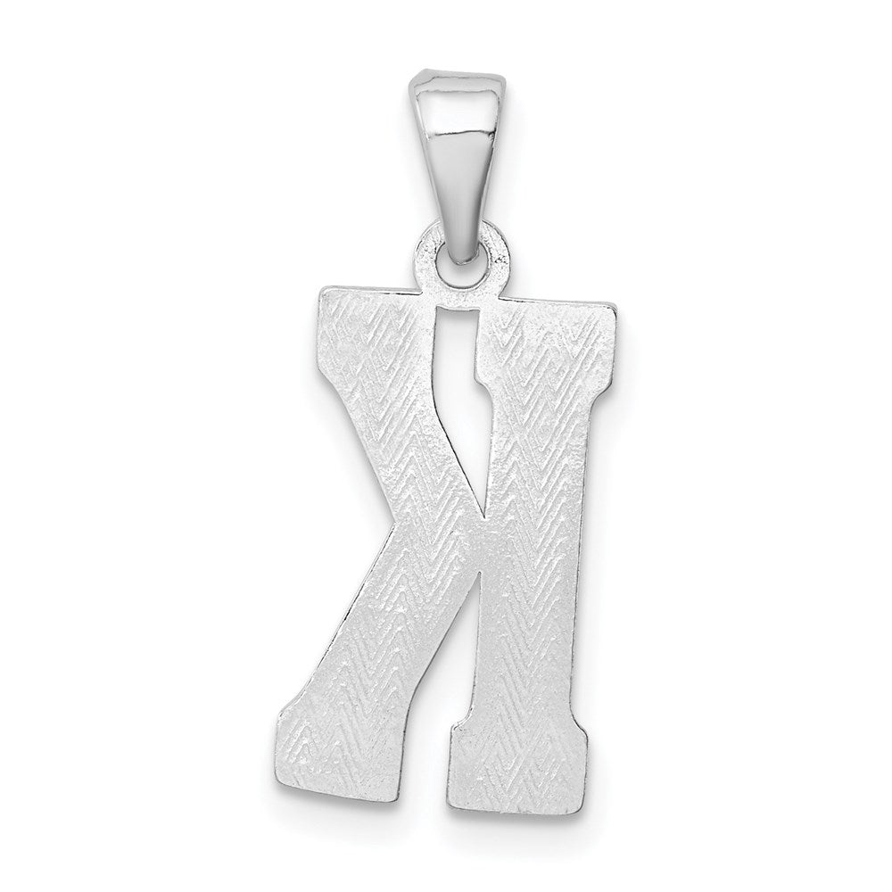 Alternate view of the Sterling Silver, Sami Collection, Textured Block Initial K Pendant by The Black Bow Jewelry Co.