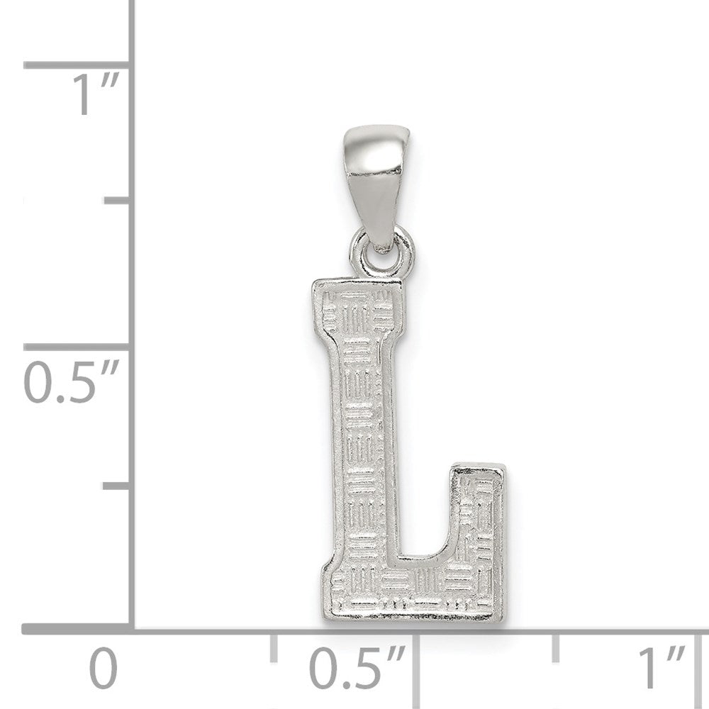 Alternate view of the Sterling Silver, Sami Collection, Textured Block Initial L Pendant by The Black Bow Jewelry Co.
