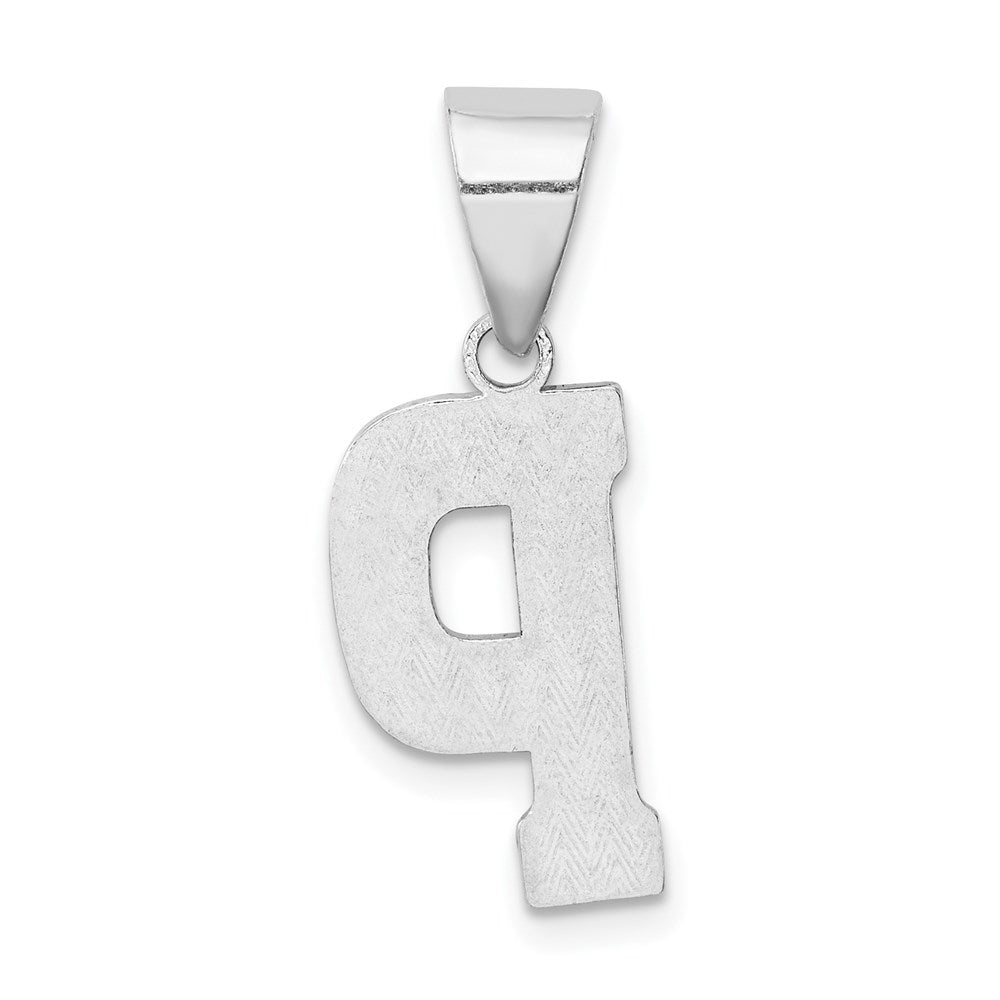 Alternate view of the Sterling Silver, Sami Collection, Textured Block Initial P Pendant by The Black Bow Jewelry Co.