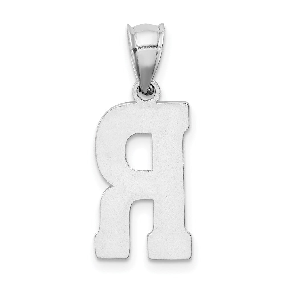 Alternate view of the Sterling Silver, Sami Collection, Textured Block Initial R Pendant by The Black Bow Jewelry Co.