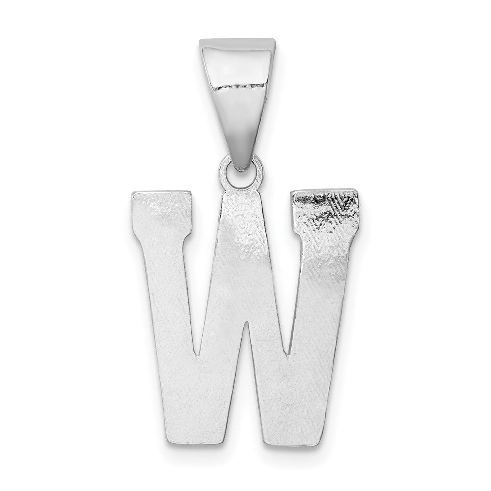 Alternate view of the Sterling Silver, Sami Collection, Textured Block Initial W Pendant by The Black Bow Jewelry Co.