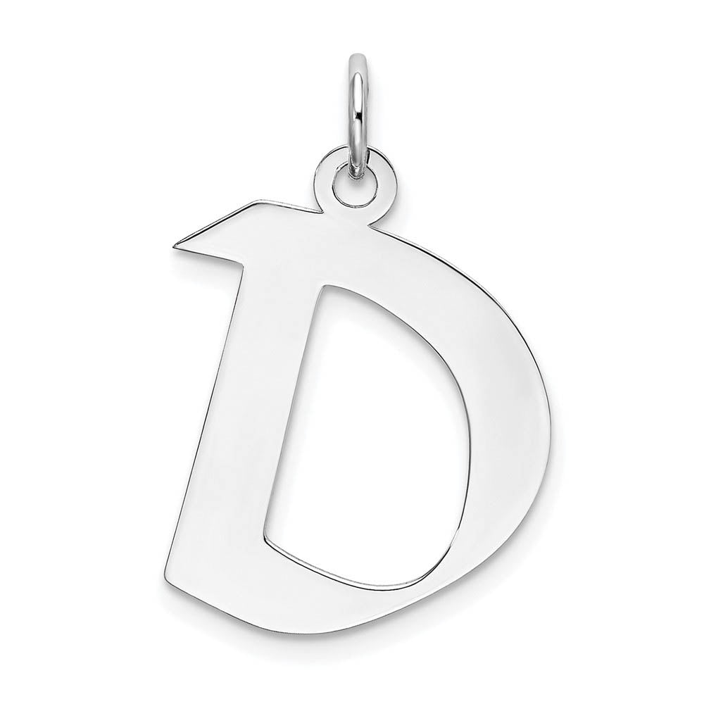Sterling Silver Karlie Collection Artisan Block Initial Charm Letter D, Item P10432-D by The Black Bow Jewelry Co.