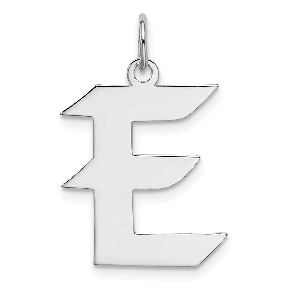 Sterling Silver Karlie Collection Artisan Block Initial Charm Letter E, Item P10432-E by The Black Bow Jewelry Co.